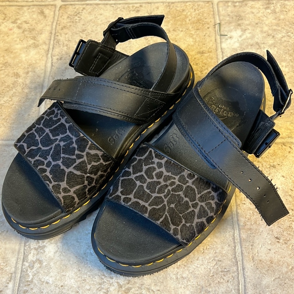 Dr martens voss animal print leather sandals
